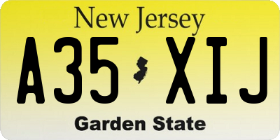 NJ license plate A35XIJ