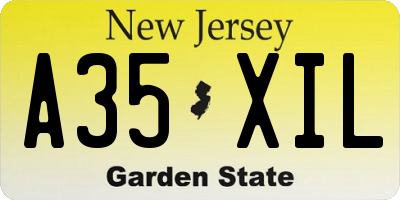 NJ license plate A35XIL