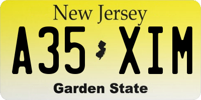 NJ license plate A35XIM