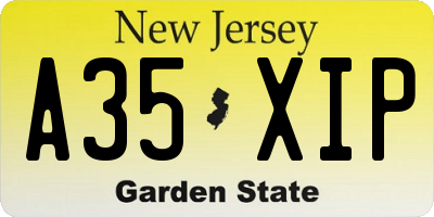 NJ license plate A35XIP