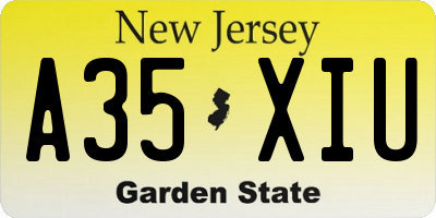 NJ license plate A35XIU