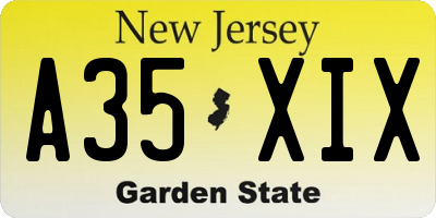 NJ license plate A35XIX