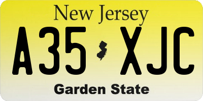 NJ license plate A35XJC