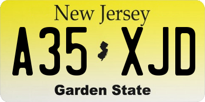 NJ license plate A35XJD