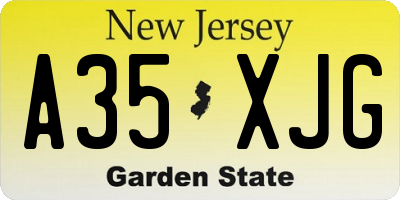 NJ license plate A35XJG