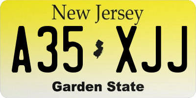 NJ license plate A35XJJ