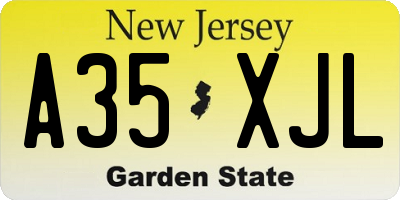 NJ license plate A35XJL