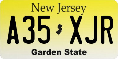 NJ license plate A35XJR