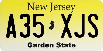 NJ license plate A35XJS