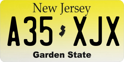 NJ license plate A35XJX