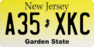 NJ license plate A35XKC