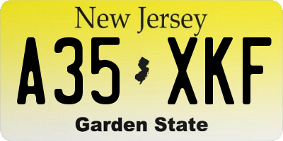 NJ license plate A35XKF