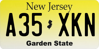 NJ license plate A35XKN