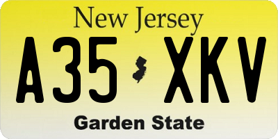 NJ license plate A35XKV