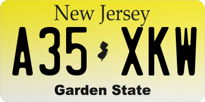 NJ license plate A35XKW