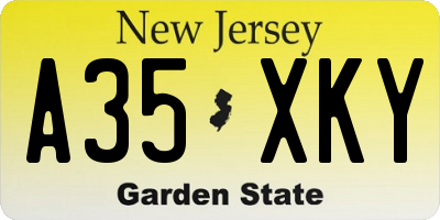 NJ license plate A35XKY