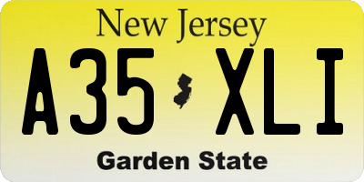 NJ license plate A35XLI
