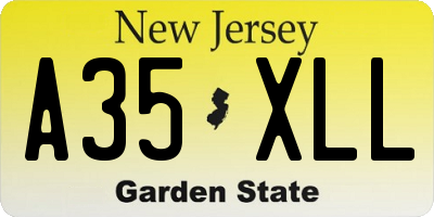 NJ license plate A35XLL