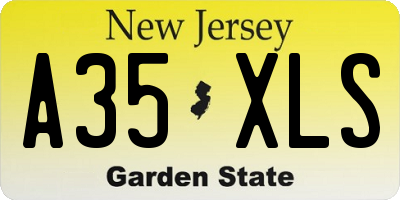 NJ license plate A35XLS