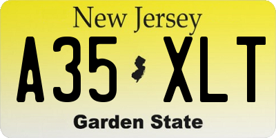 NJ license plate A35XLT
