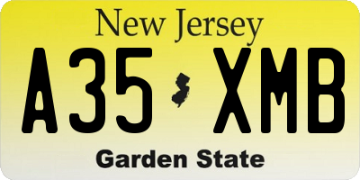 NJ license plate A35XMB