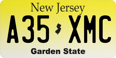 NJ license plate A35XMC