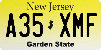 NJ license plate A35XMF
