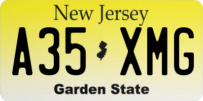 NJ license plate A35XMG