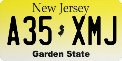 NJ license plate A35XMJ