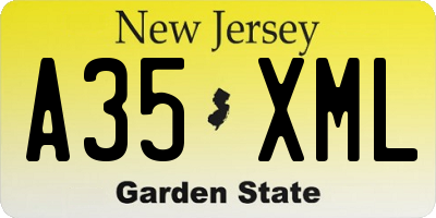 NJ license plate A35XML
