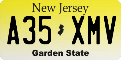 NJ license plate A35XMV