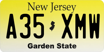 NJ license plate A35XMW