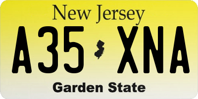 NJ license plate A35XNA