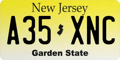 NJ license plate A35XNC