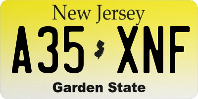 NJ license plate A35XNF
