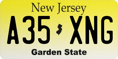 NJ license plate A35XNG