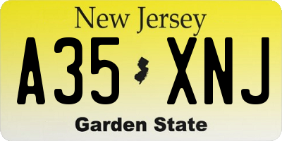 NJ license plate A35XNJ