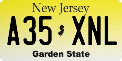 NJ license plate A35XNL