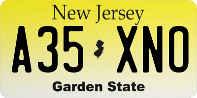 NJ license plate A35XNO