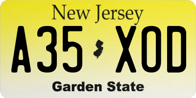 NJ license plate A35XOD