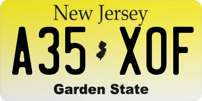 NJ license plate A35XOF