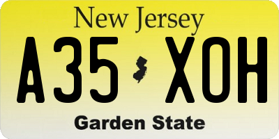 NJ license plate A35XOH