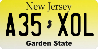 NJ license plate A35XOL