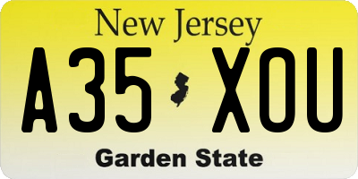 NJ license plate A35XOU