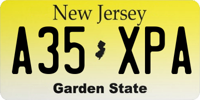 NJ license plate A35XPA