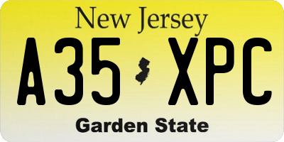 NJ license plate A35XPC