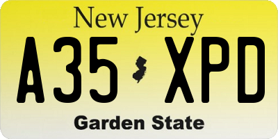 NJ license plate A35XPD