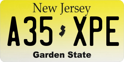 NJ license plate A35XPE