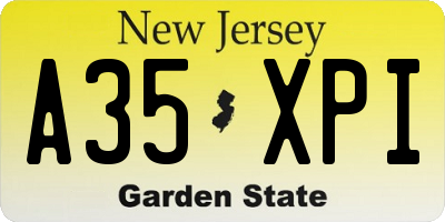 NJ license plate A35XPI