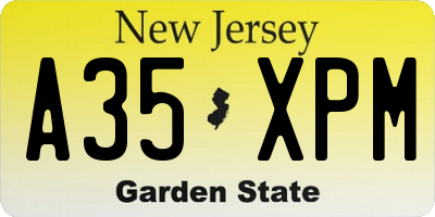 NJ license plate A35XPM